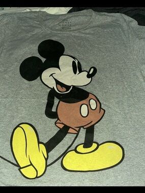 Disney Grey Mickey Mouse Graphic Tee with Yellow Shoes
